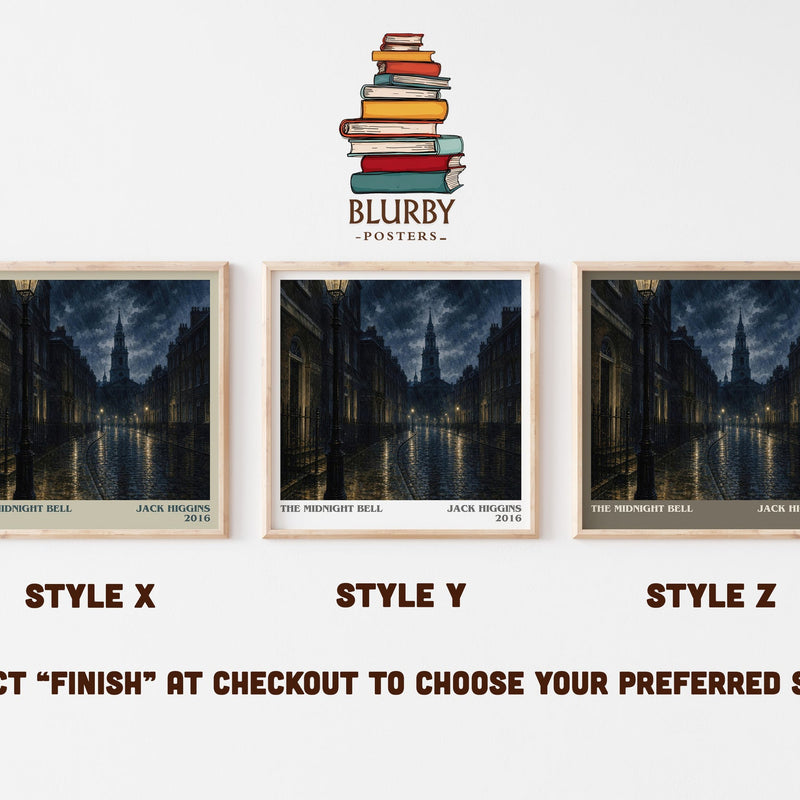 The Midnight Bell literary print in frame leaning in hallway – thriller wall art