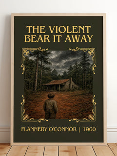 The Violent Bear It Away Classic Book Art Print by Flannery O'Connor – framed print leaning on a wooden floor