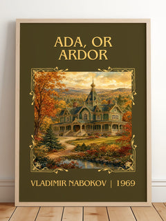 Ada, or Ardor Classic Book Art Print by Vladimir Nabokov – framed print leaning on a wooden floor