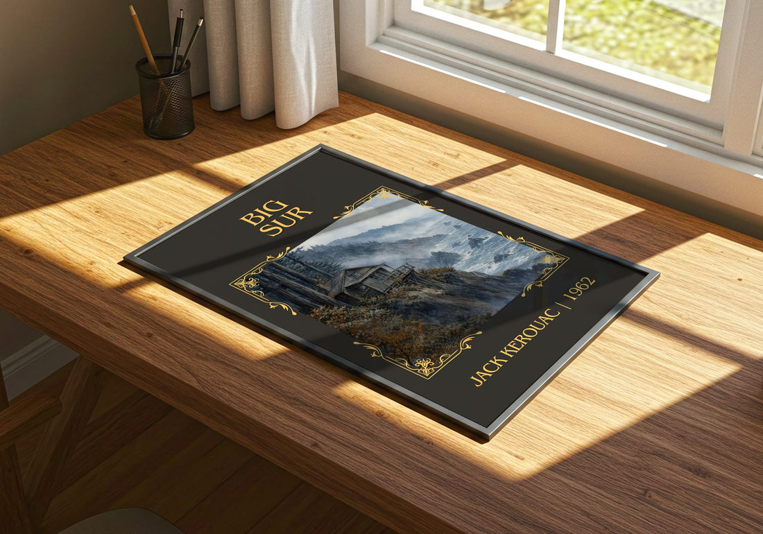 Big Sur Classic Book Art Print by Jack Kerouac – print on a sunlit desk
