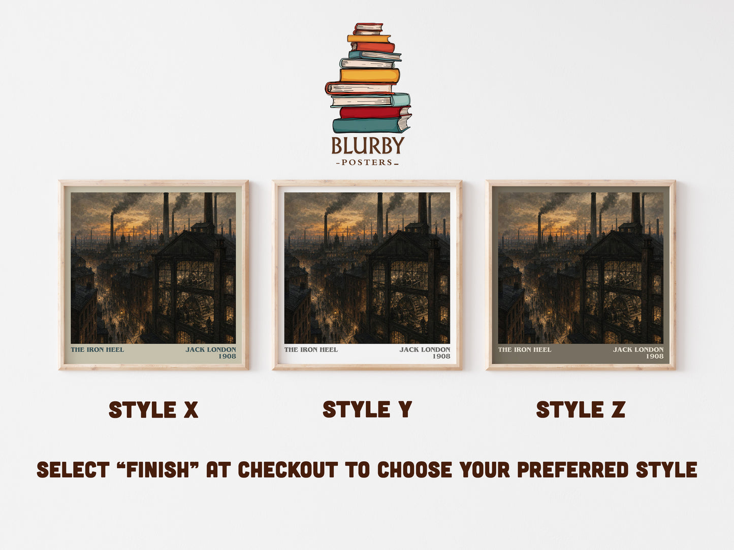 The Iron Heel literary print in frame leaning in hallway – dystopian wall art