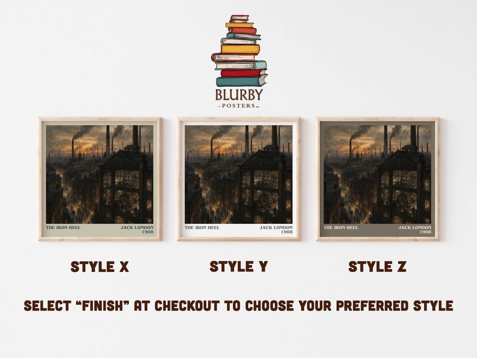 The Iron Heel literary print in frame leaning in hallway – dystopian wall art