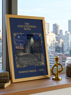 The Executioner's Song Classic Book Art Print by Norman Mailer – framed print on a city-view windowsill