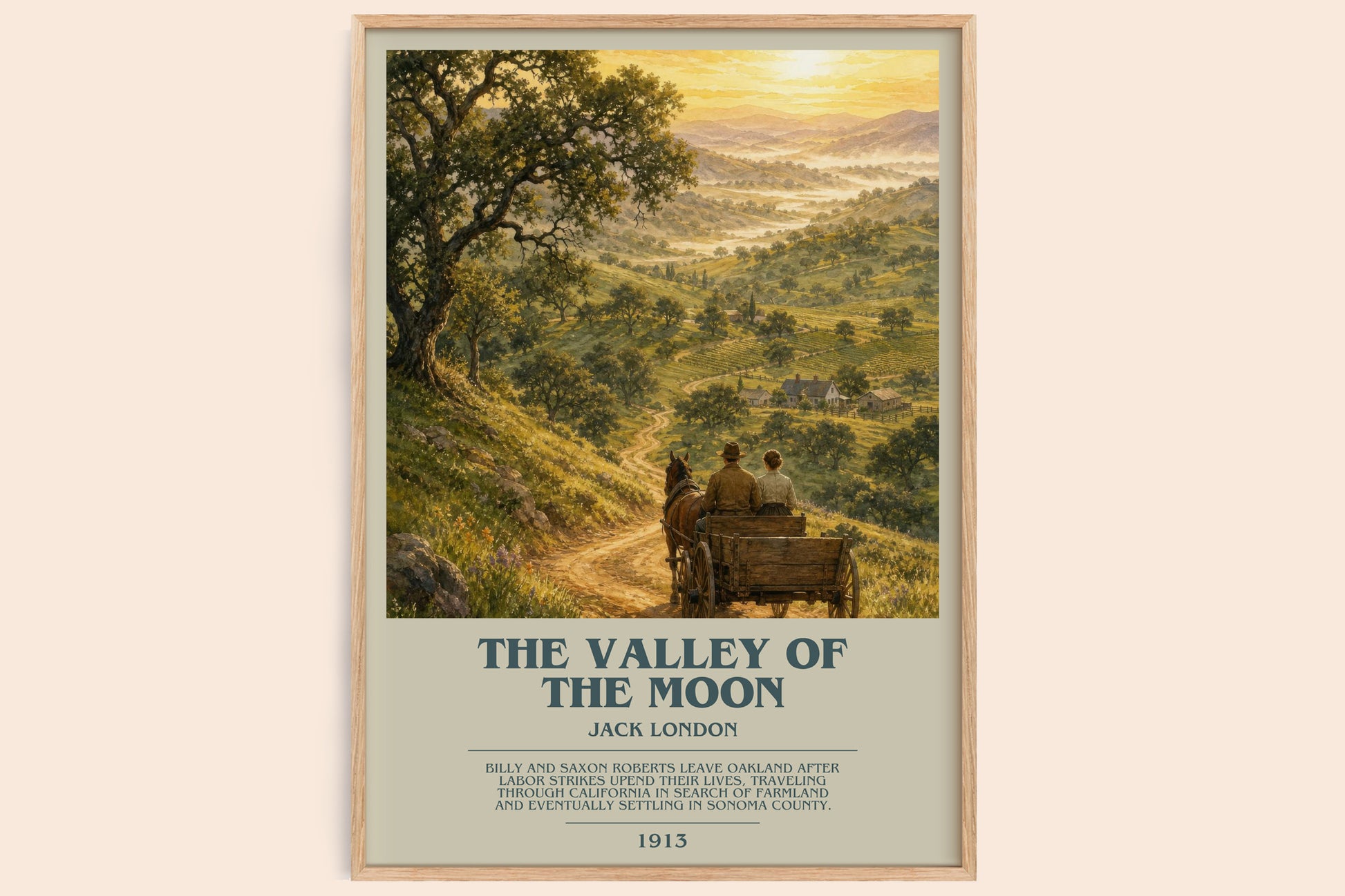 The Valley Of The Moon bookish book poster by Jack London – framed literary art print