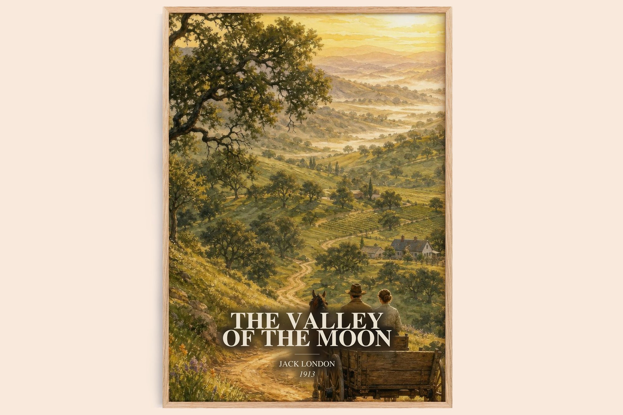 The Valley Of The Moon watercolour book poster by Jack London – framed literary art print