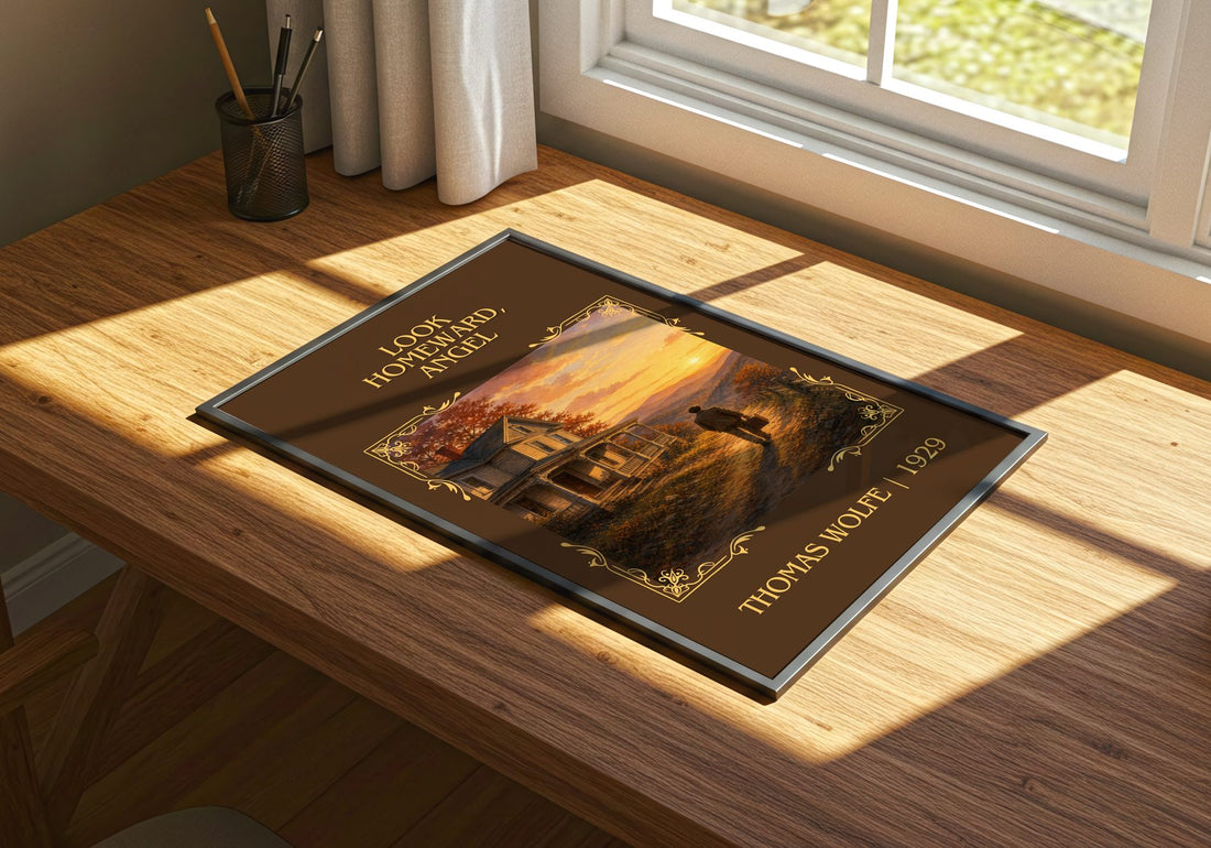 Look Homeward, Angel Classic Book Art Print by Thomas Wolfe – print on a sunlit desk
