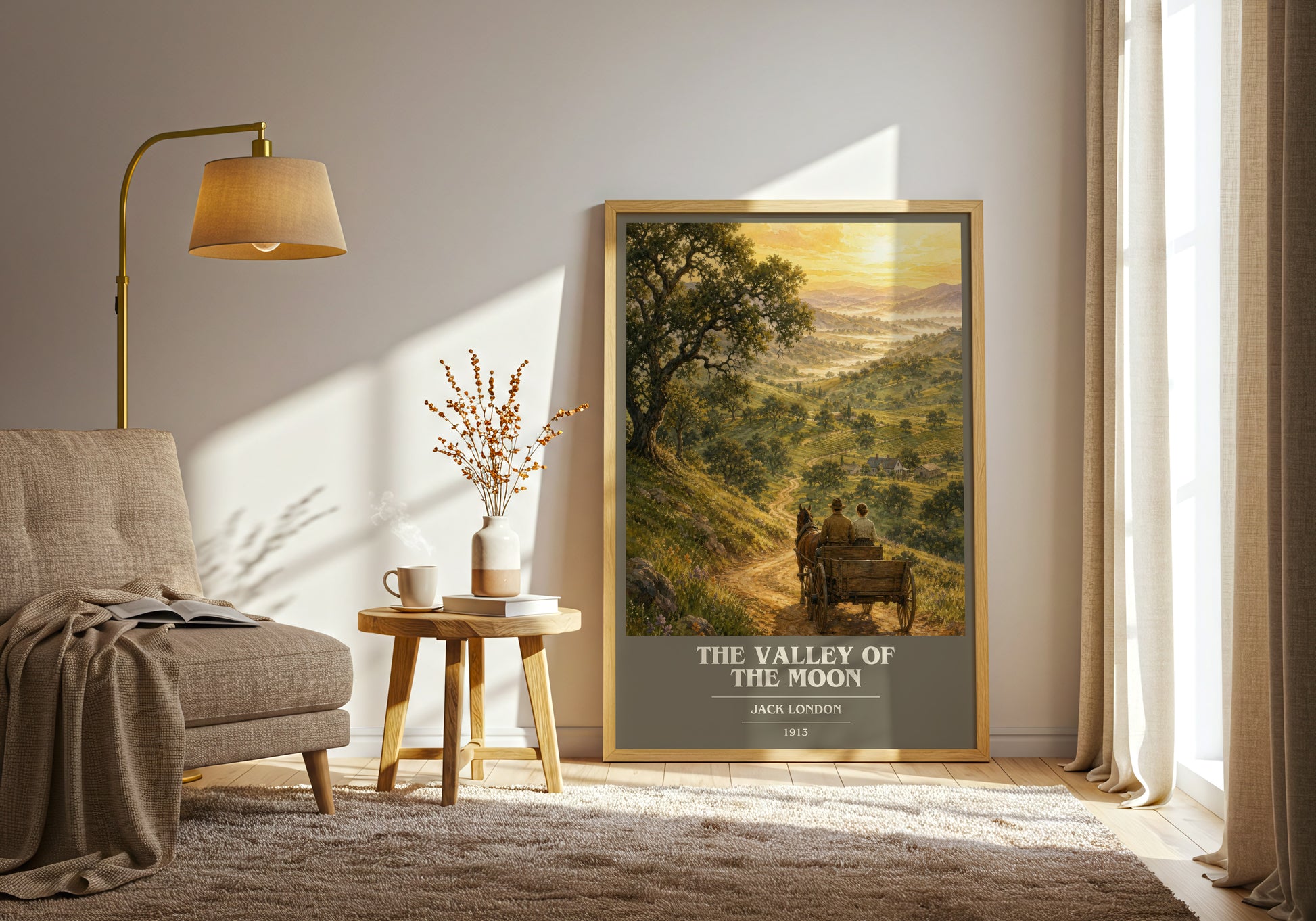 The Valley Of The Moon book cover print on bookshelf – Jack London fan gift