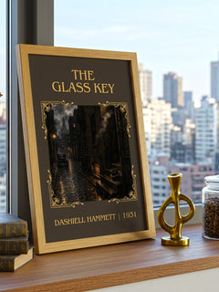 The Glass Key Classic Book Art Print by Dashiell Hammett – framed print on a city-view windowsill