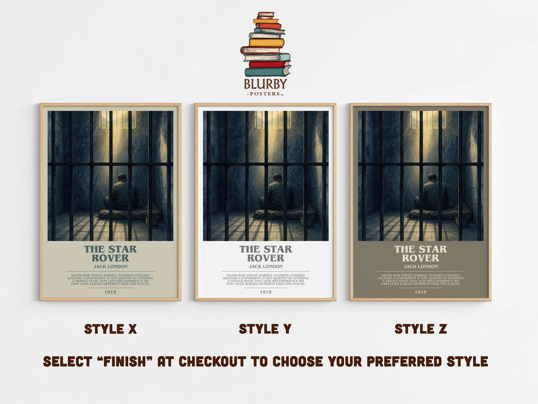 The Star Rover bookish print in frame leaning in hallway – literary fiction wall art (mockup)