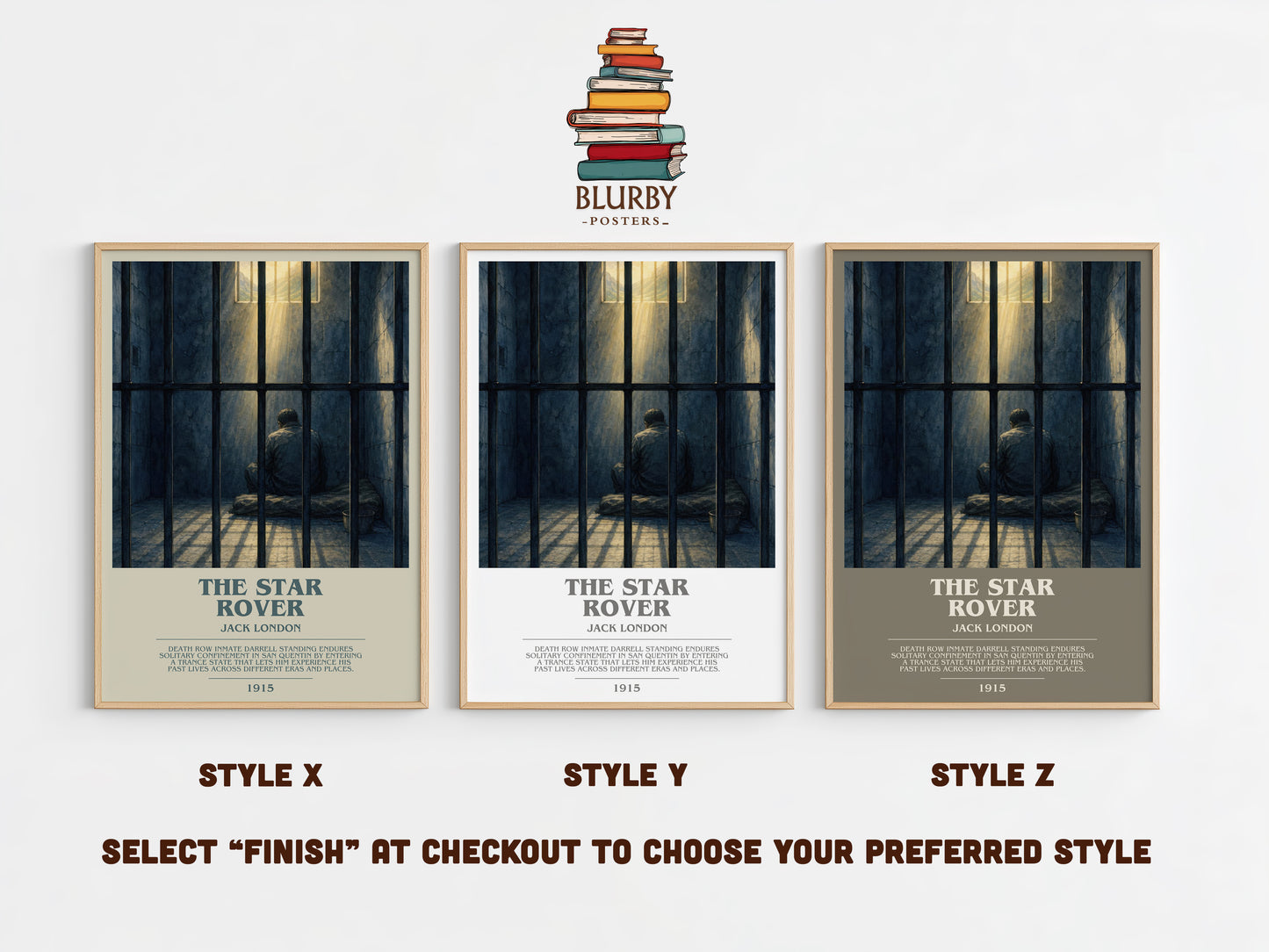 The Star Rover bookish print in frame leaning in hallway – literary fiction wall art