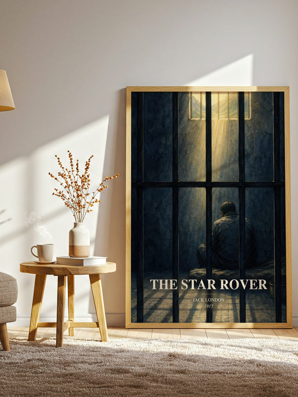The Star Rover watercolour print in frame leaning in hallway – literary fiction wall art
