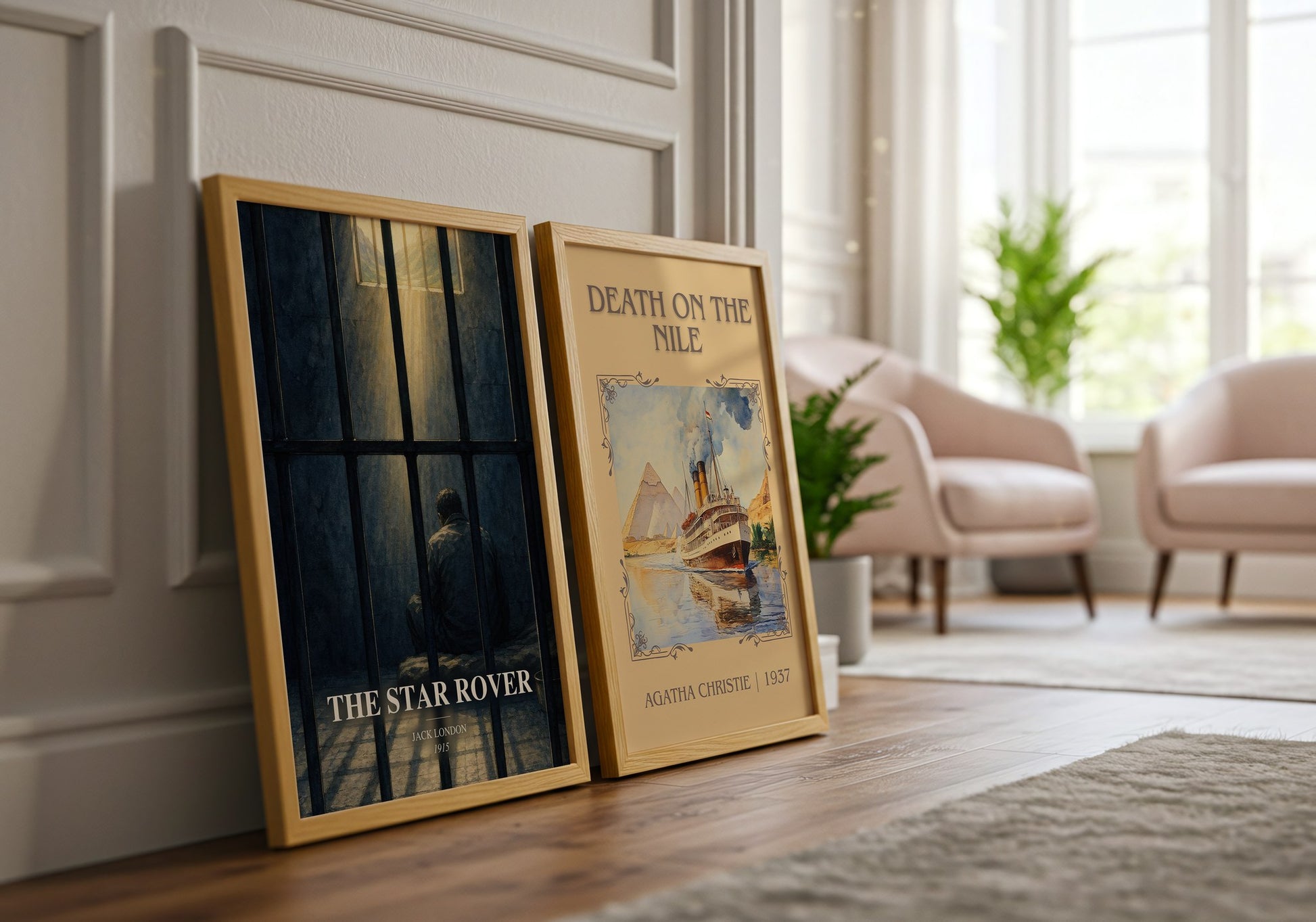 The Star Rover watercolour print framed by window – literary home decor