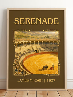 Serenade Classic Book Art Print by James M. Cain – framed print leaning on a wooden floor