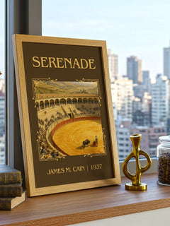Serenade Classic Book Art Print by James M. Cain – framed print on a city-view windowsill