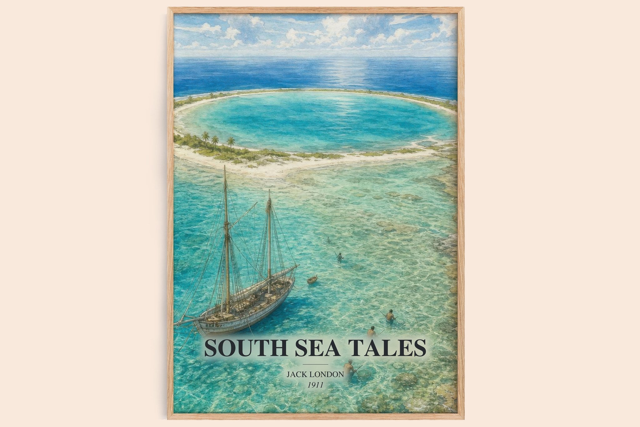 South Sea Tales Book Watercolour Illustration by Jack London