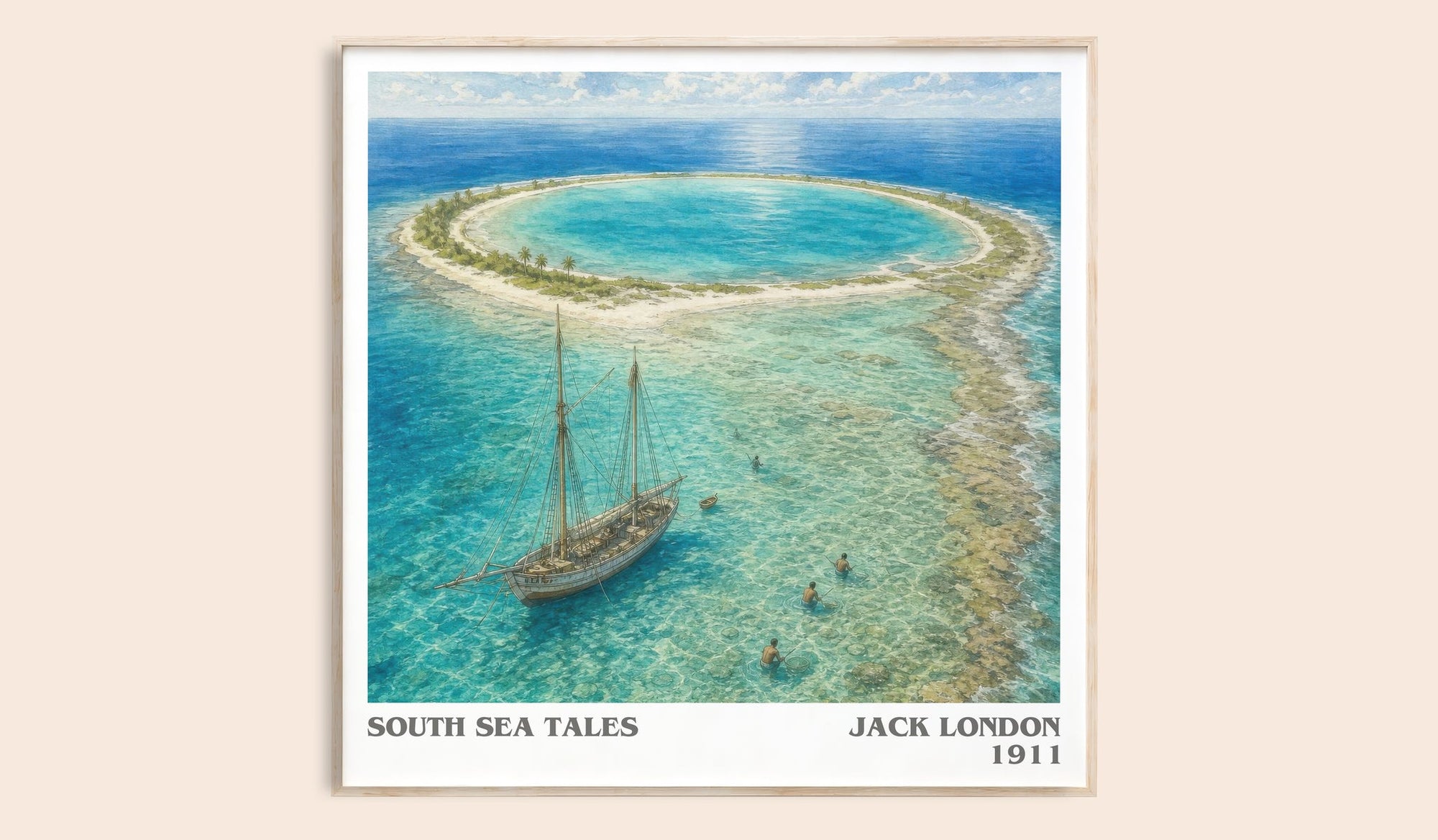 South Sea Tales literary book poster by Jack London – framed literary art print