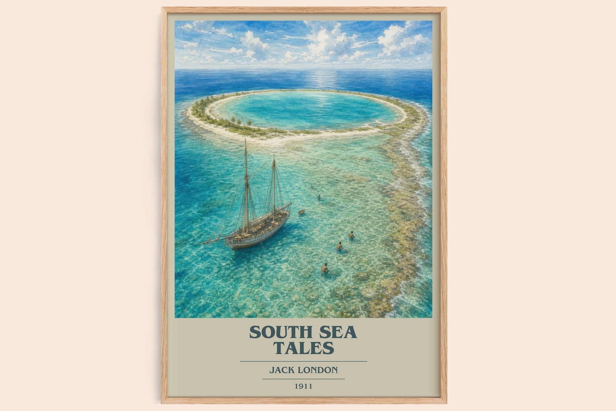 South Sea Tales book cover book poster by Jack London – framed literary art print