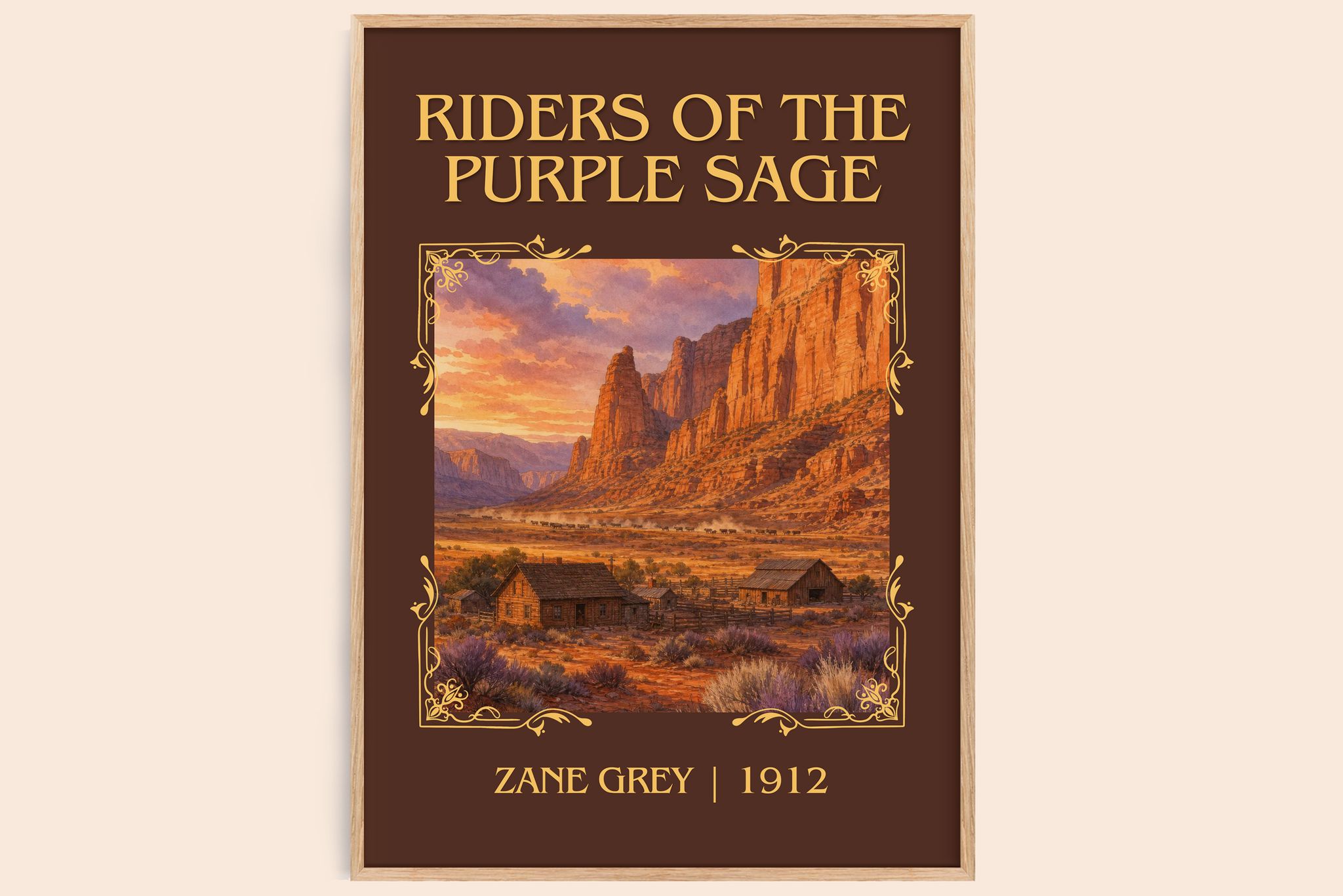 Riders of the Purple Sage Classic Book Art Print by Zane Grey