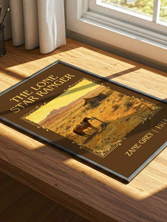 The Lone Star Ranger Classic Book Art Print by Zane Grey – print on a sunlit desk