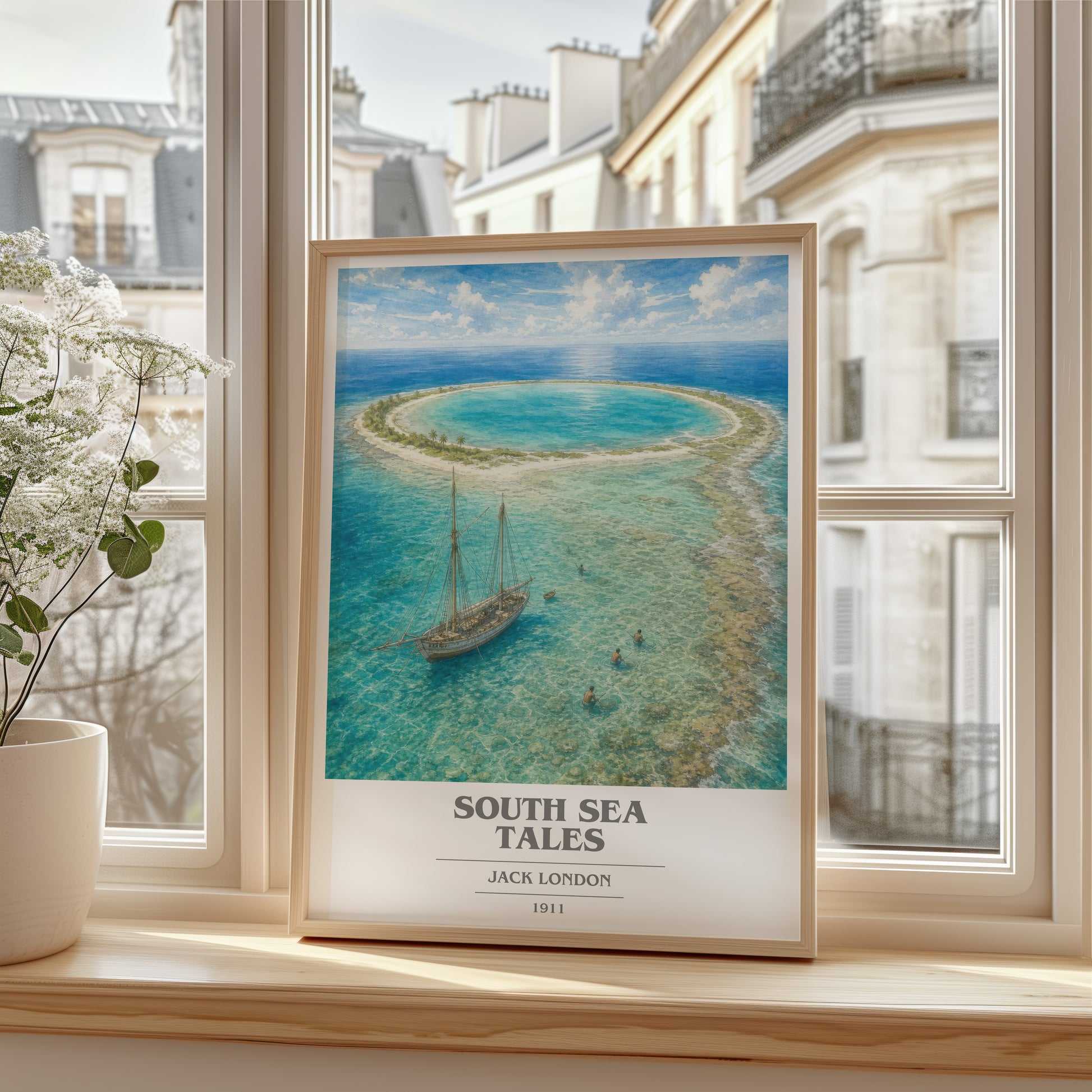South Sea Tales book cover poster colour and style options – Jack London book art