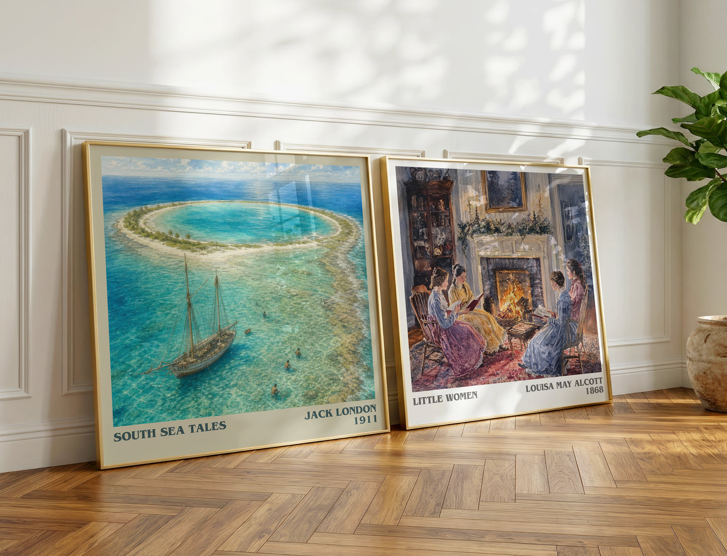 South Sea Tales literary print on bookshelf – Jack London fan gift
