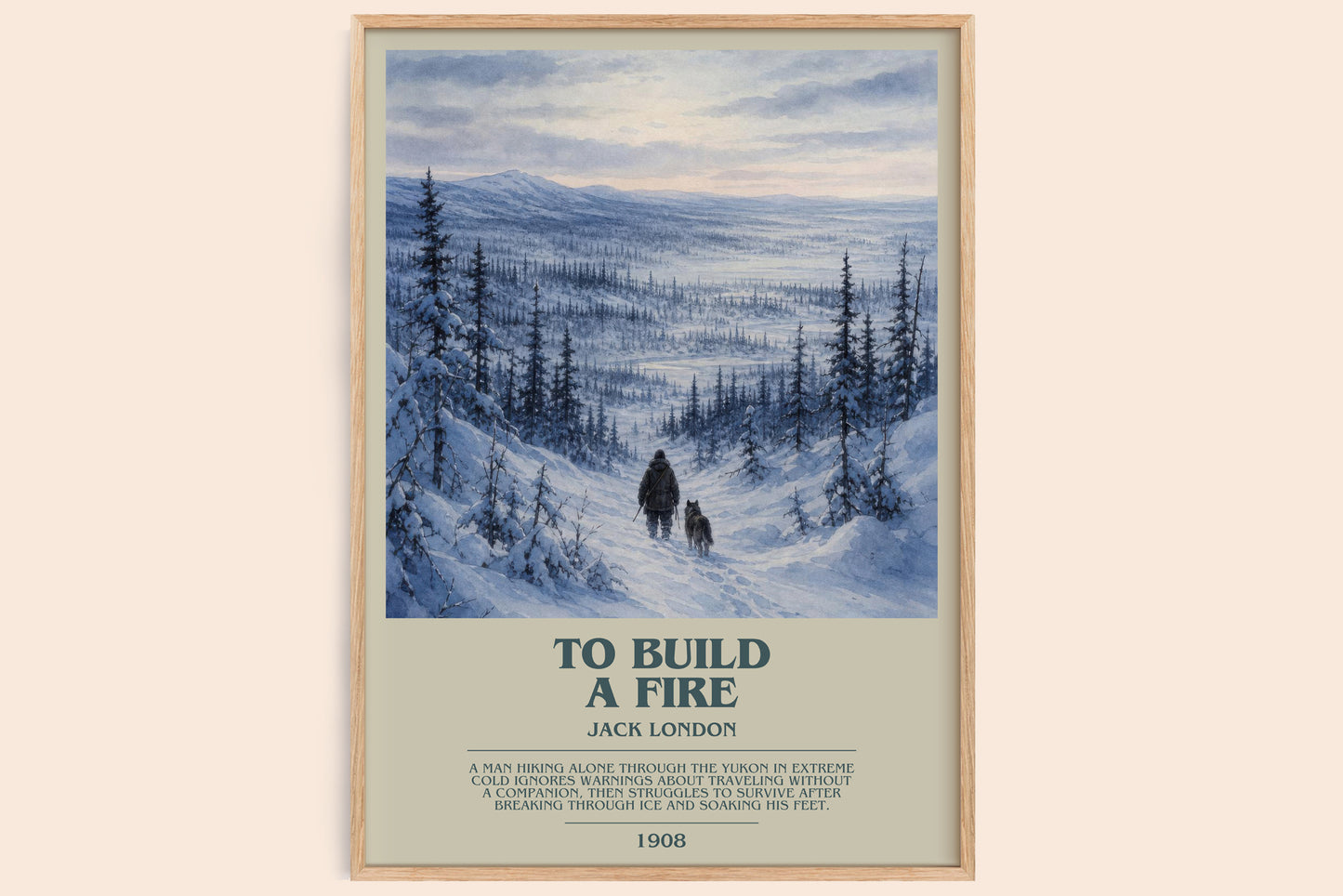 To Build A Fire bookish book poster by Jack London – framed literary art print