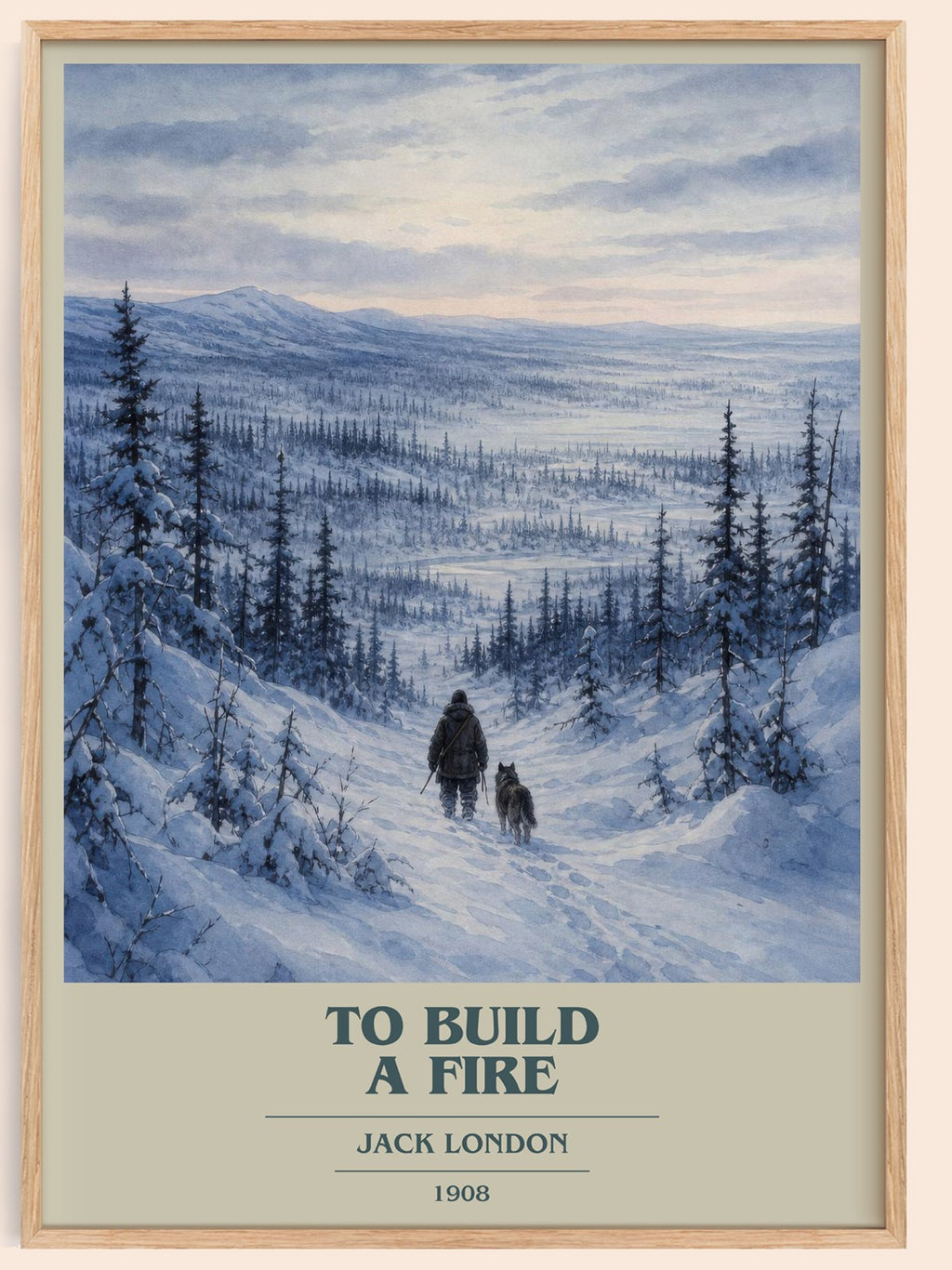 To Build A Fire book cover book poster by Jack London – framed literary art print