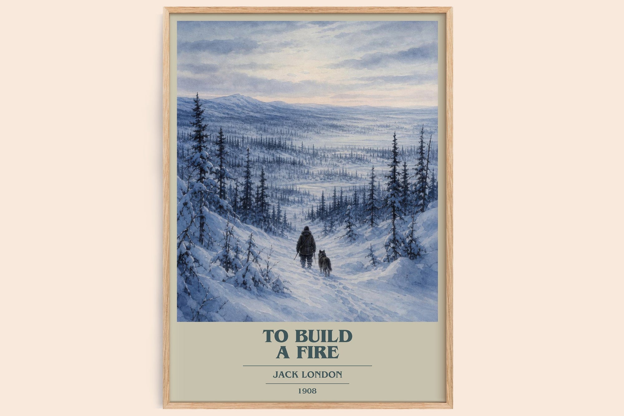 To Build A Fire book cover book poster by Jack London – framed literary art print