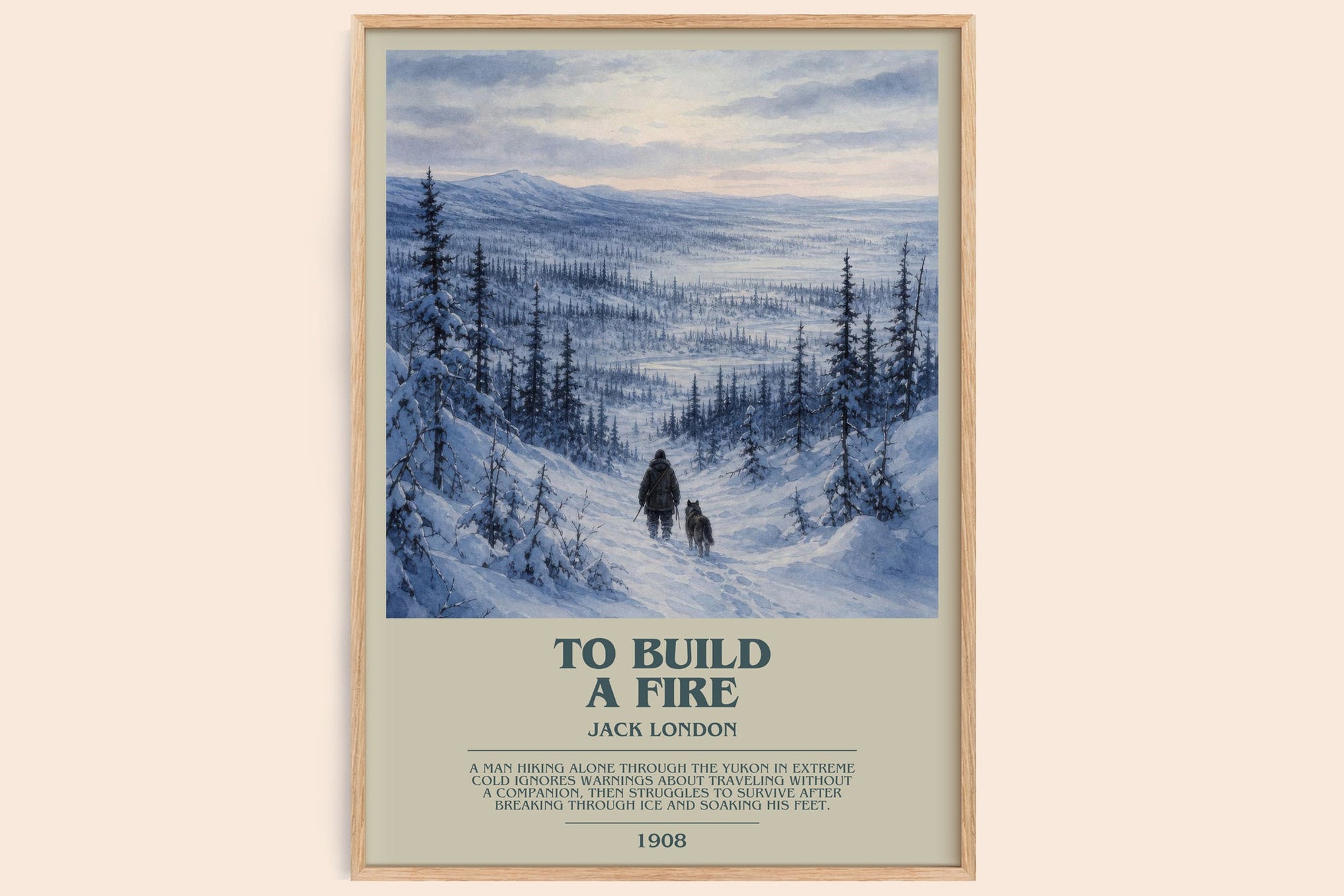 To Build A Fire bookish book poster by Jack London – framed literary art print