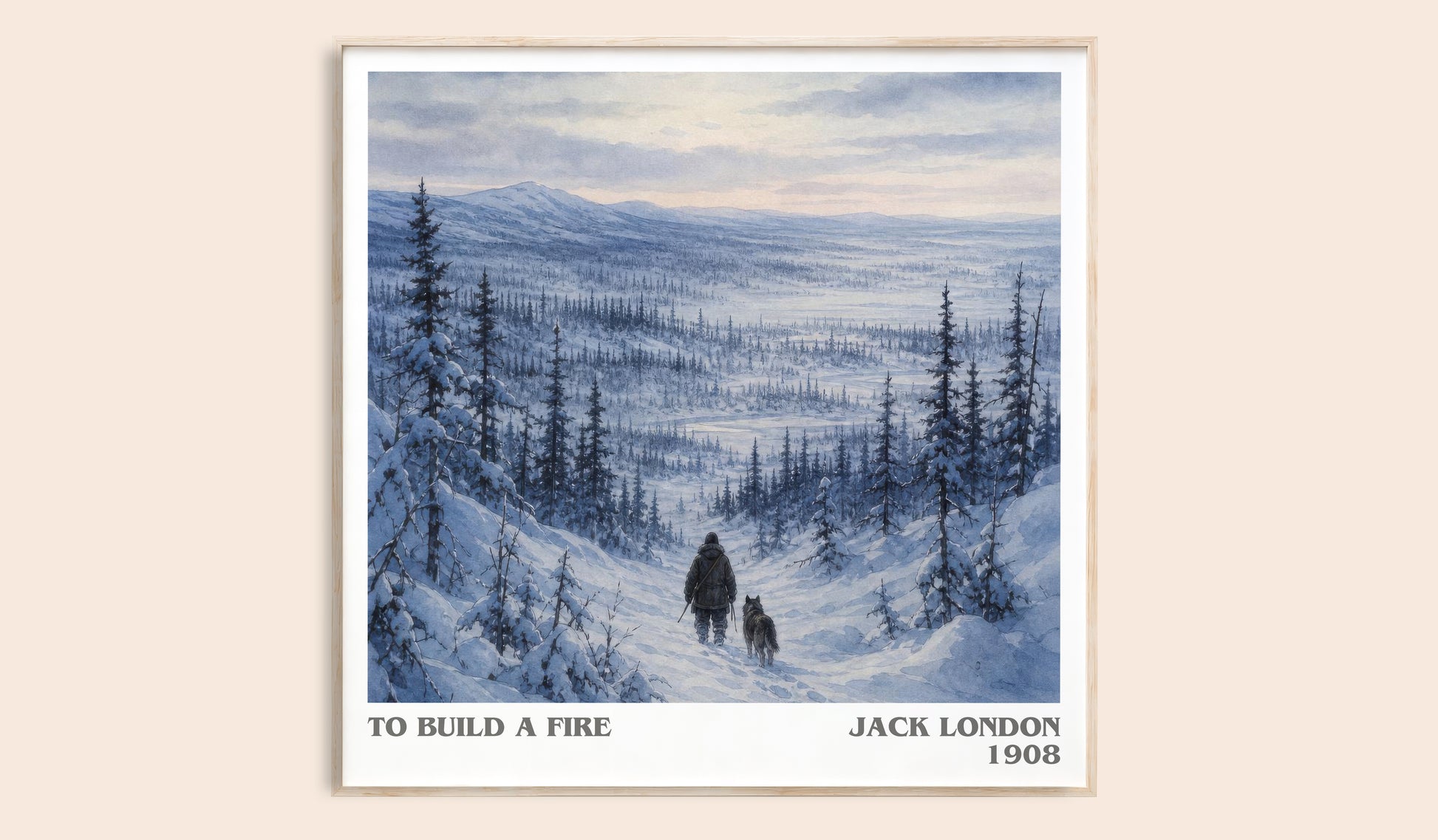 To Build A Fire literary book poster by Jack London – framed literary art print