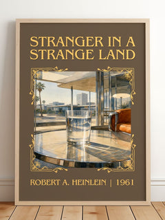 Stranger in a Strange Land Classic Book Art Print by R. Heinlein – framed print leaning on a wooden floor