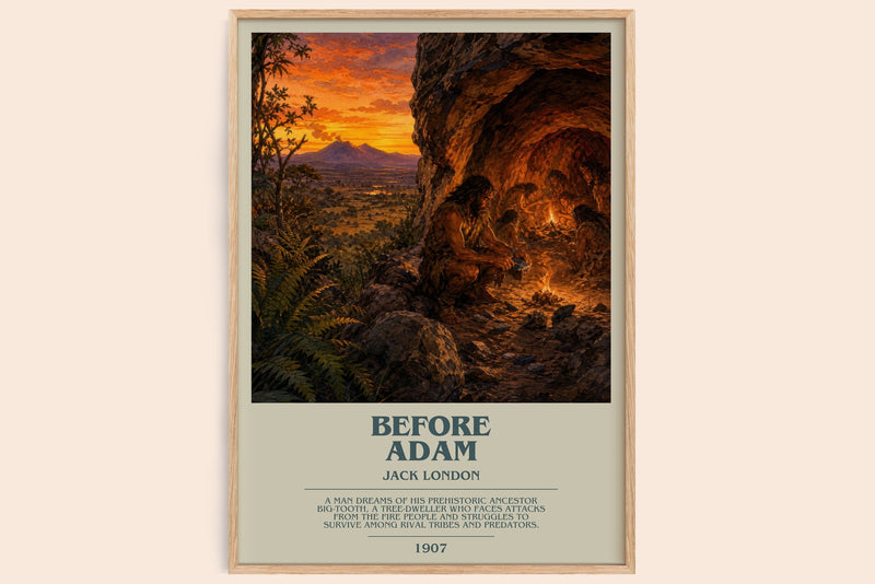 Before Adam bookish book poster by Jack London – framed literary art print