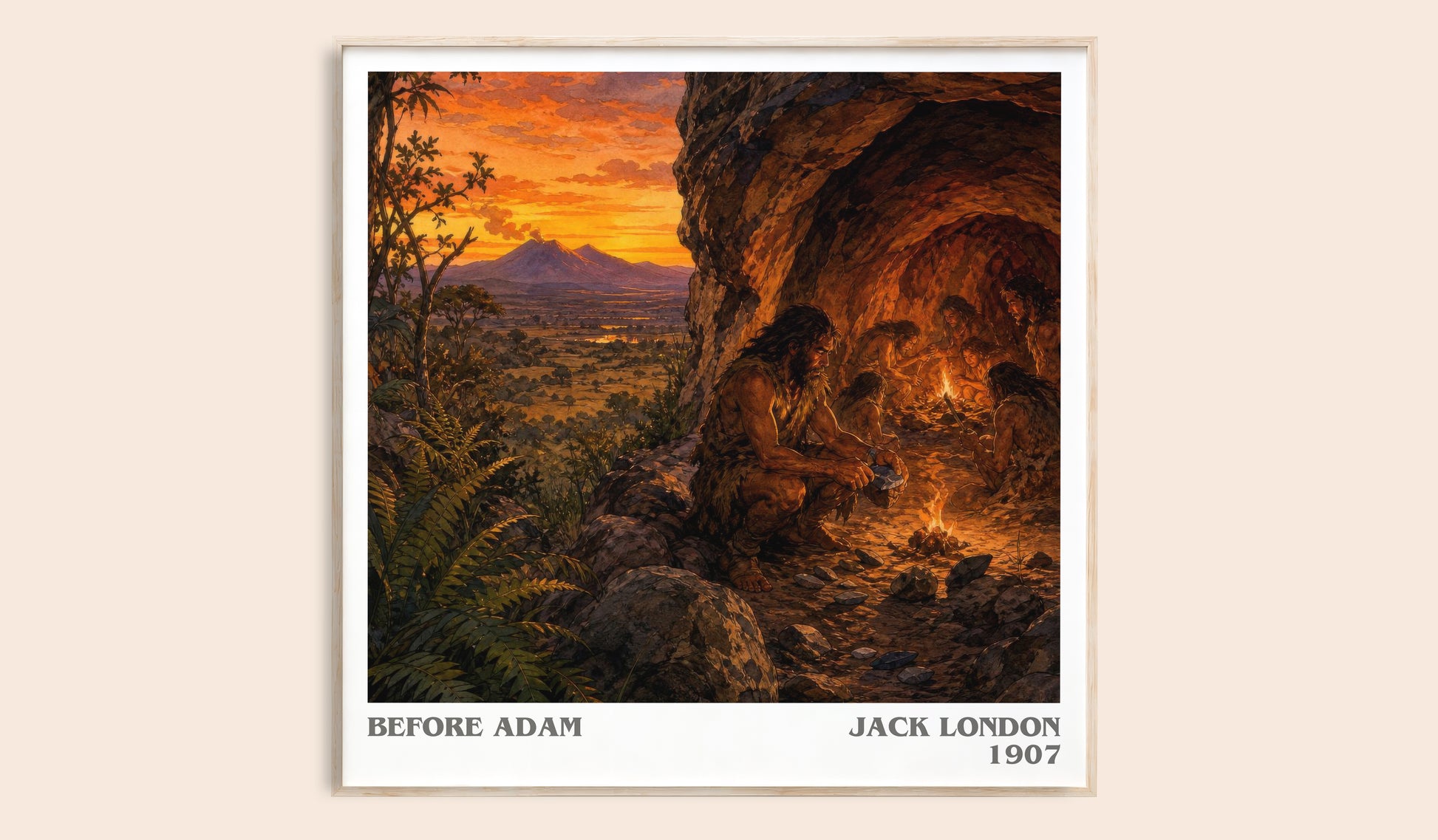 Before Adam literary book poster by Jack London – framed literary art print
