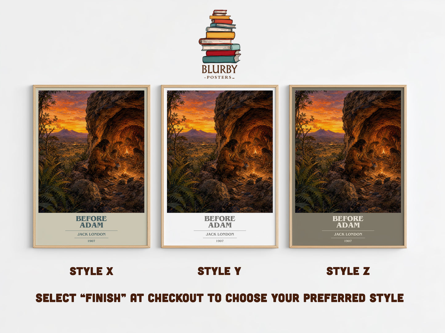 Before Adam book cover print in frame leaning in hallway – adventure wall art