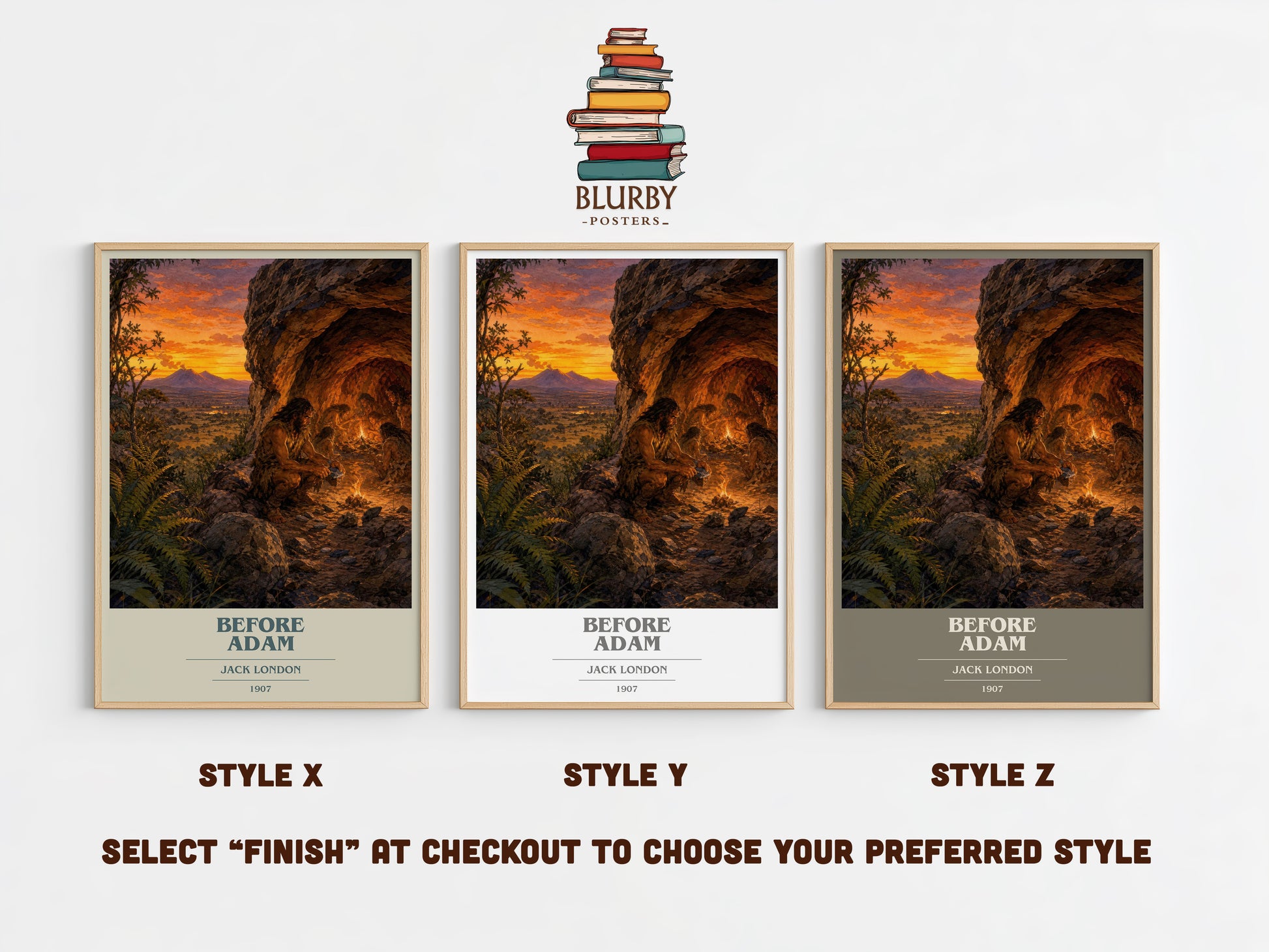 Before Adam book cover print in frame leaning in hallway – adventure wall art