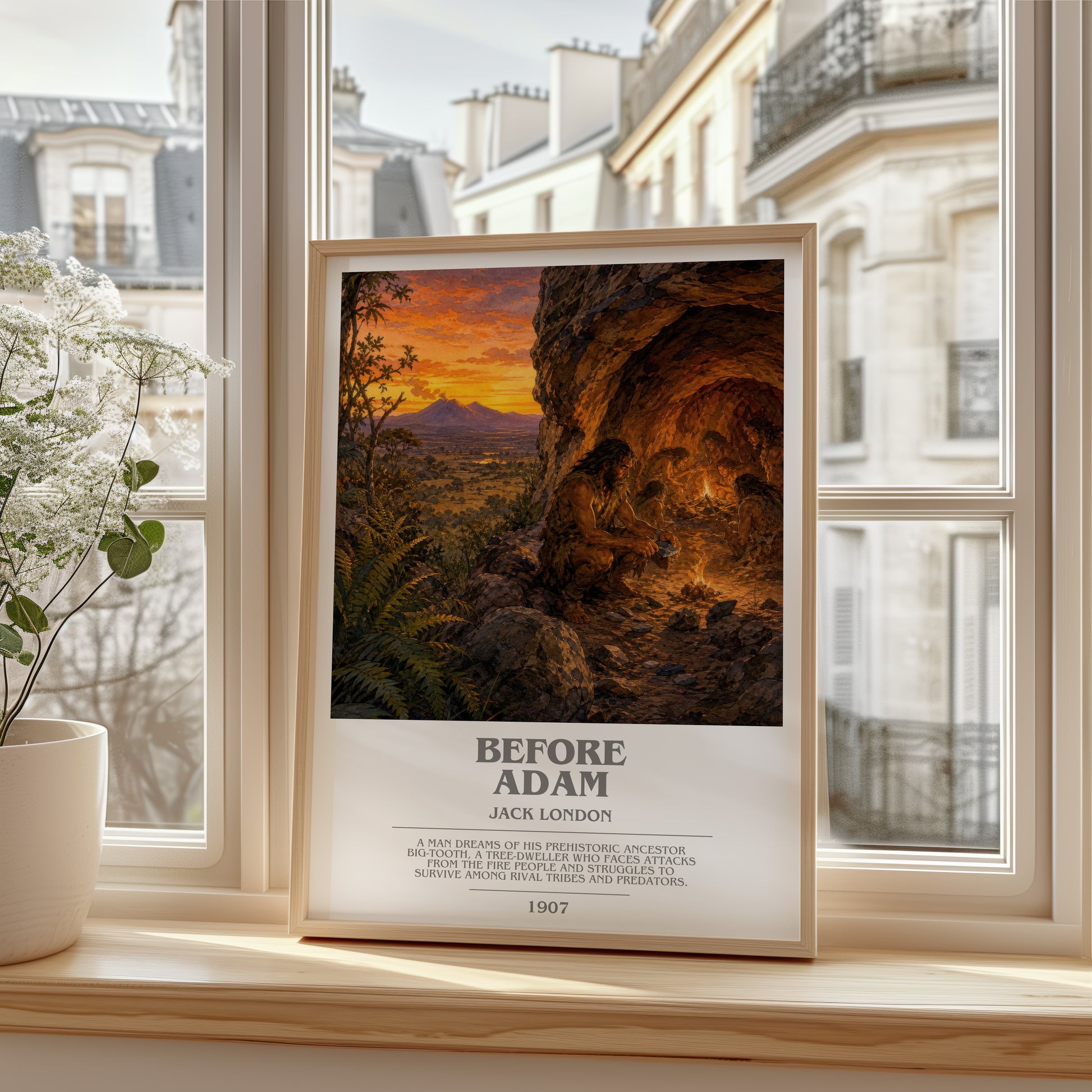 Before Adam bookish poster colour and style options – Jack London book art