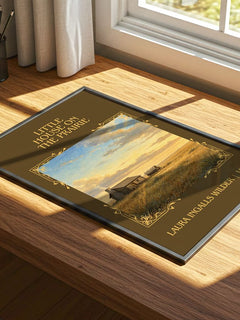 Little House on the Prairie Classic Book Art Print by L. Wilder – print on a sunlit desk