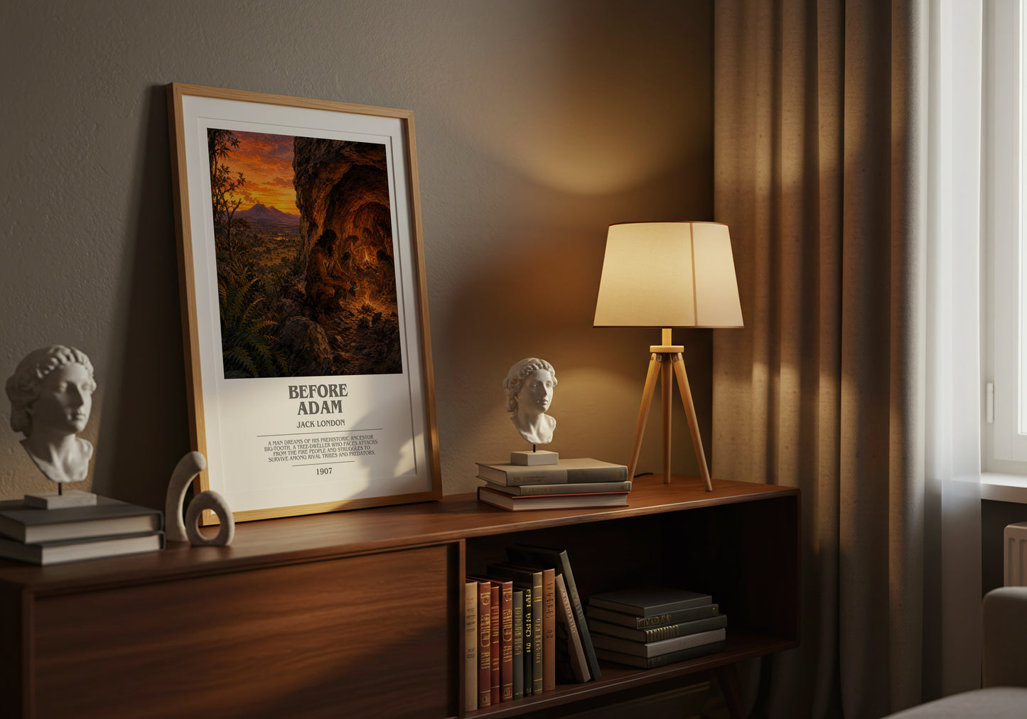 Before Adam bookish book poster framed on wall – adventure wall art