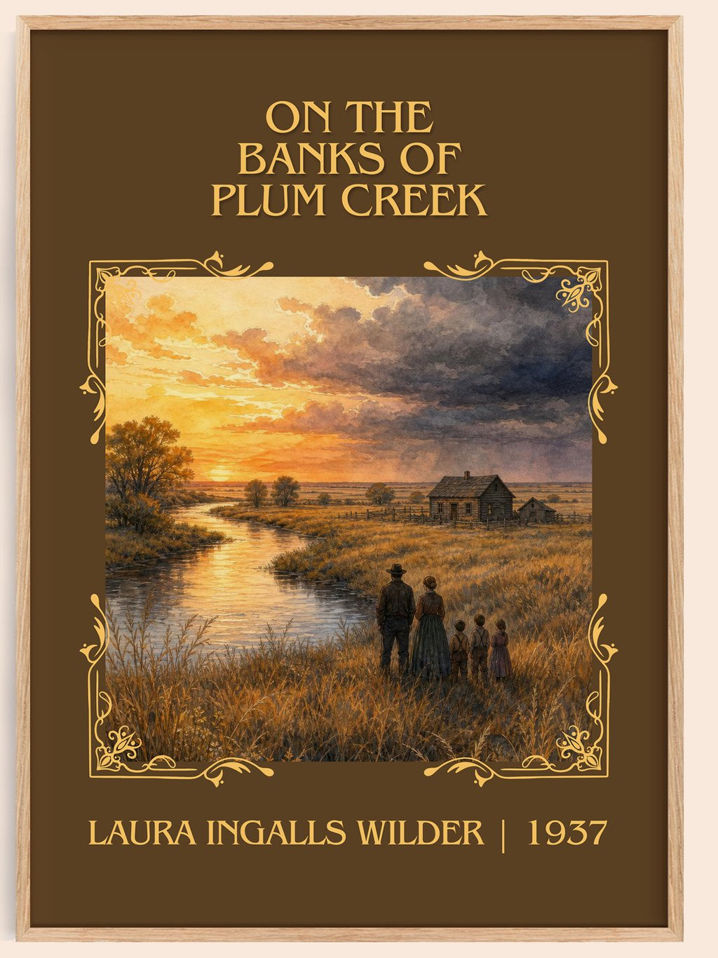 On the Banks of Plum Creek Classic Book Art Print by L. Wilder – book poster