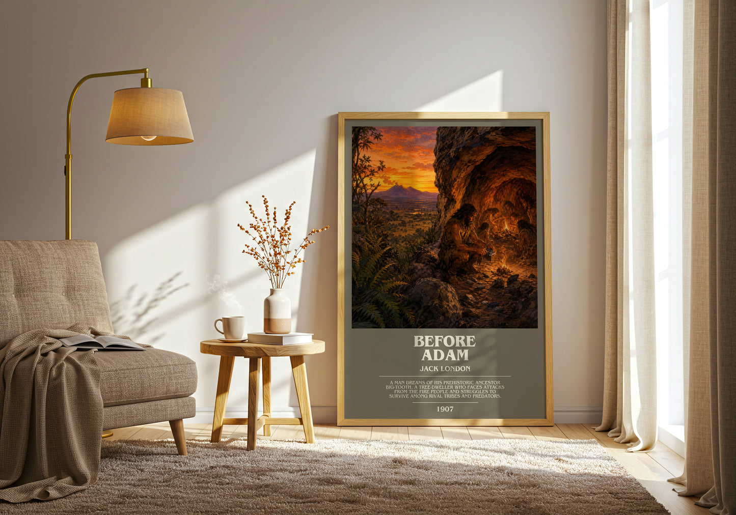 Before Adam bookish print on bookshelf – Jack London fan gift