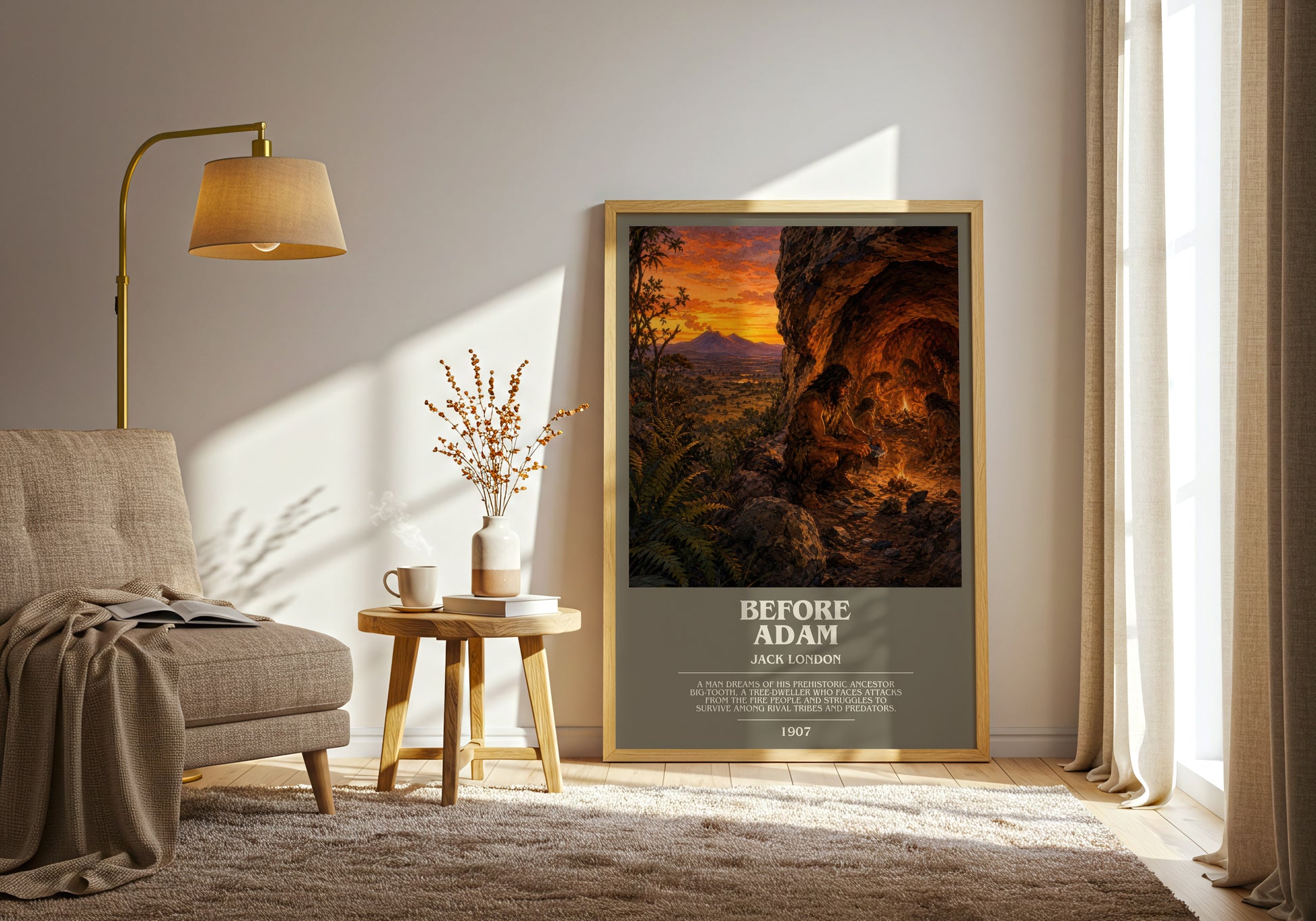 Before Adam bookish print on bookshelf – Jack London fan gift
