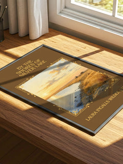 By the Shores of Silver Lake Classic Book Art Print by L. Wilder – print on a sunlit desk