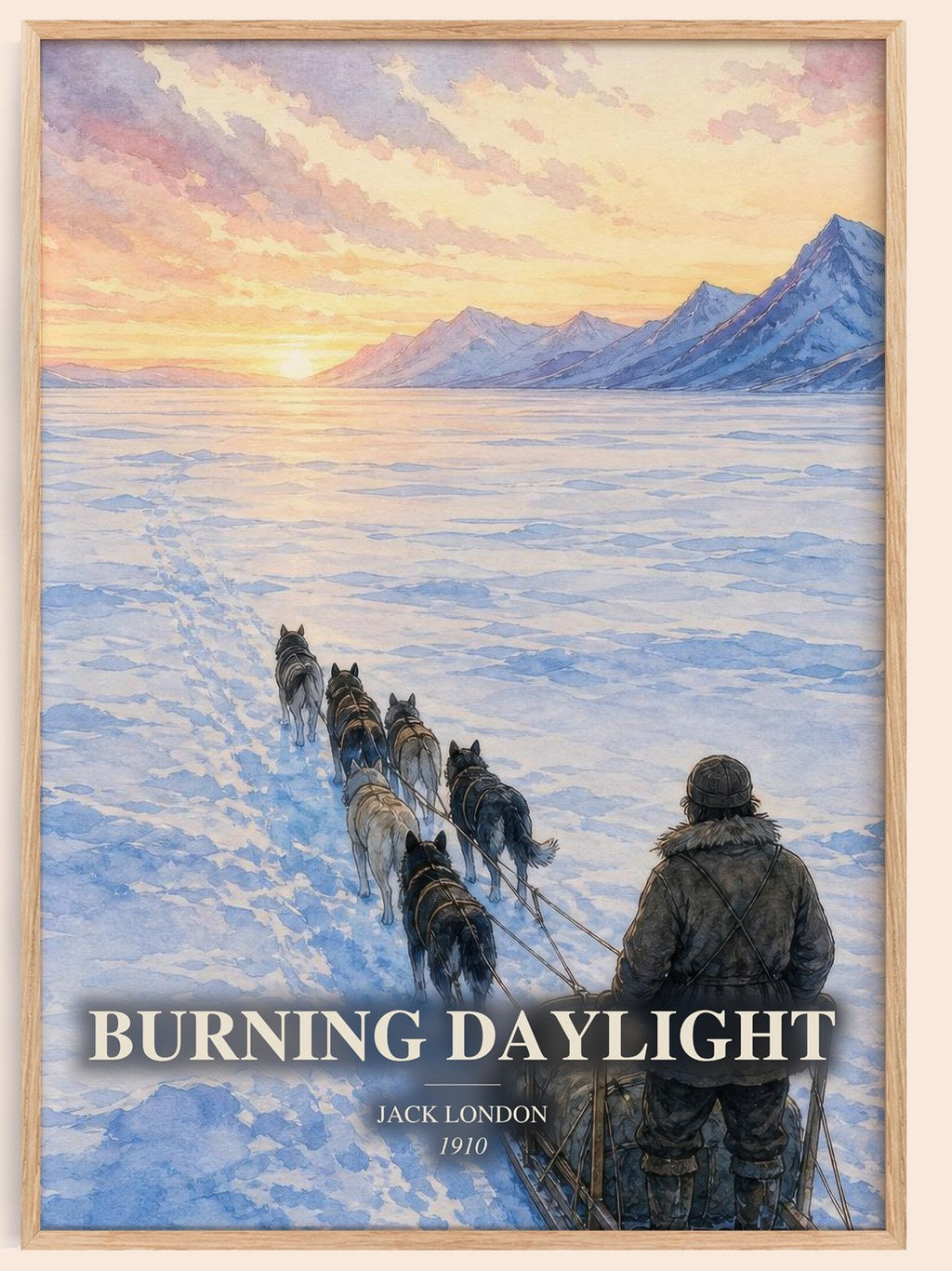 Burning Daylight watercolour book poster by Jack London – framed literary art print