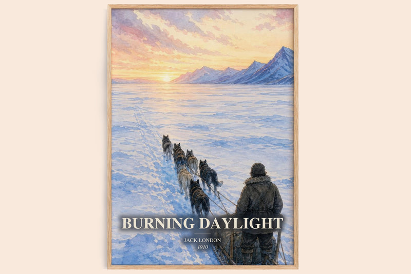 Burning Daylight watercolour book poster by Jack London – framed literary art print