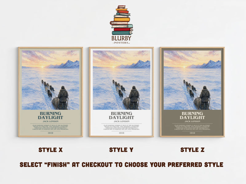 Burning Daylight bookish print in frame leaning in hallway – adventure wall art