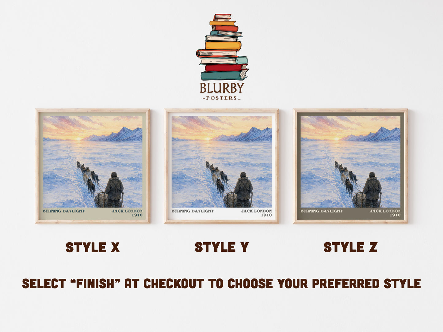 Burning Daylight literary print in frame leaning in hallway – adventure wall art
