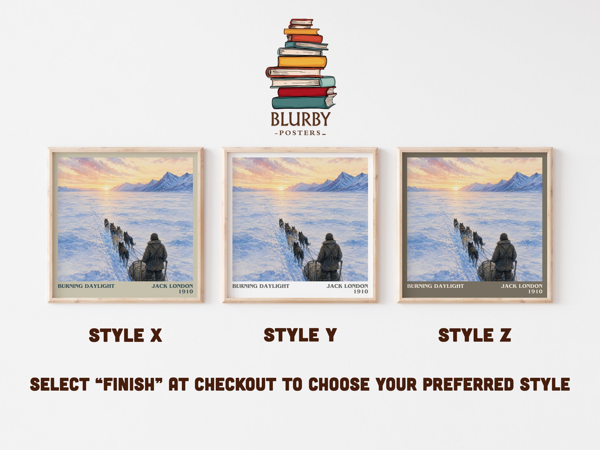 Burning Daylight literary print in frame leaning in hallway – adventure wall art