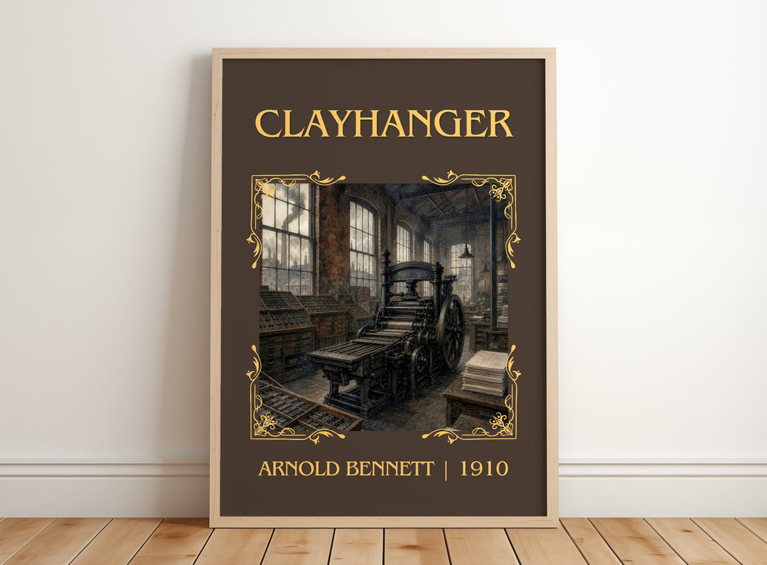 Clayhanger Classic Book Art Print by Arnold Bennett – framed print leaning on a wooden floor