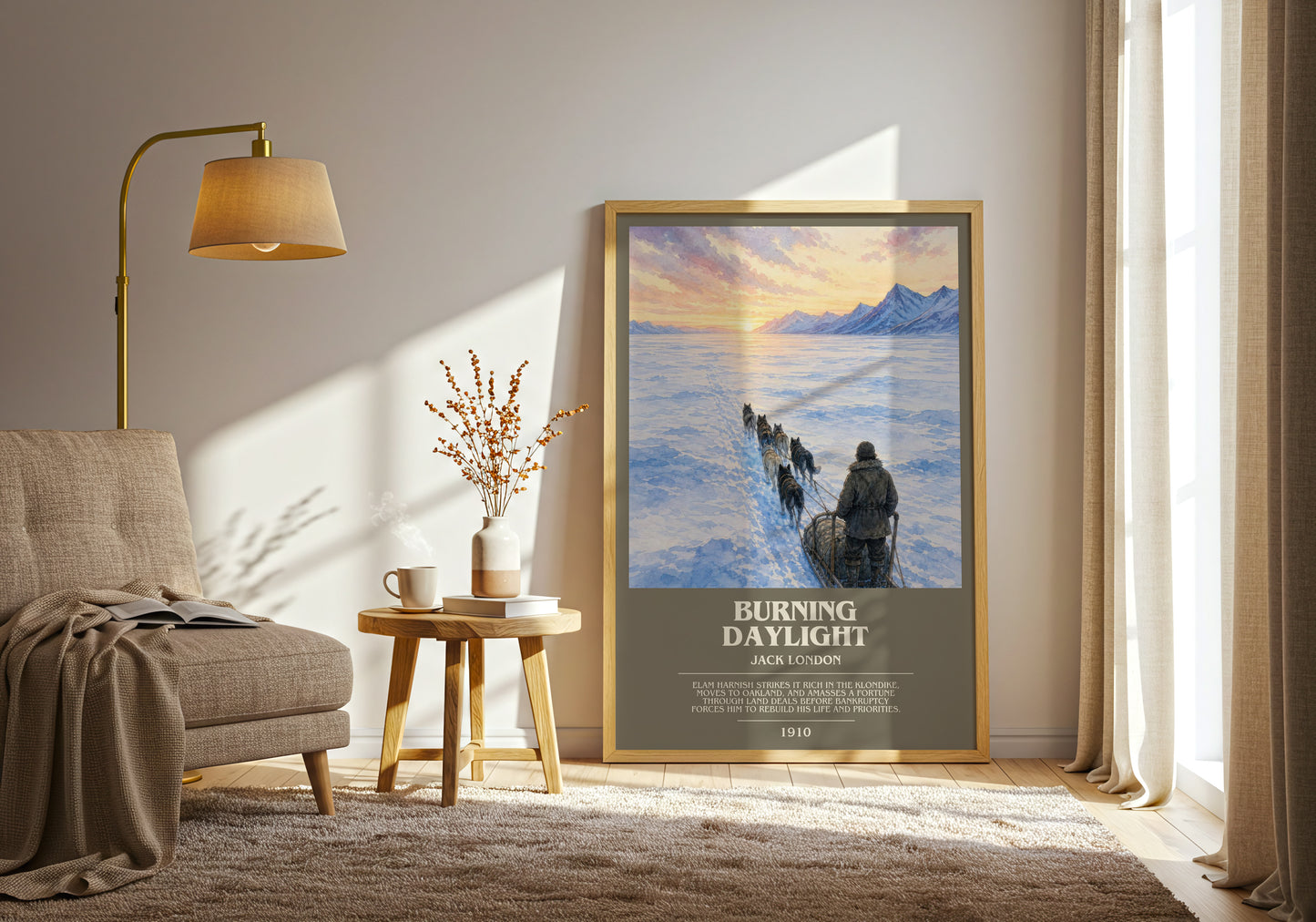 Burning Daylight bookish print on bookshelf – Jack London fan gift