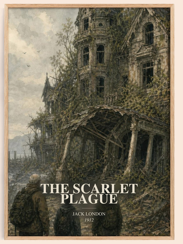 The Scarlet Plague watercolour book poster by Jack London – framed literary art print